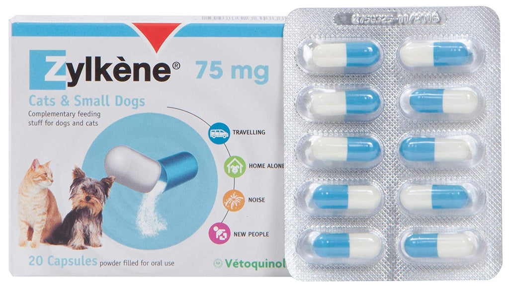 Vetoquinol Zylkene Capsules For Cats and Small Dogs, 75 mg, 20-Count