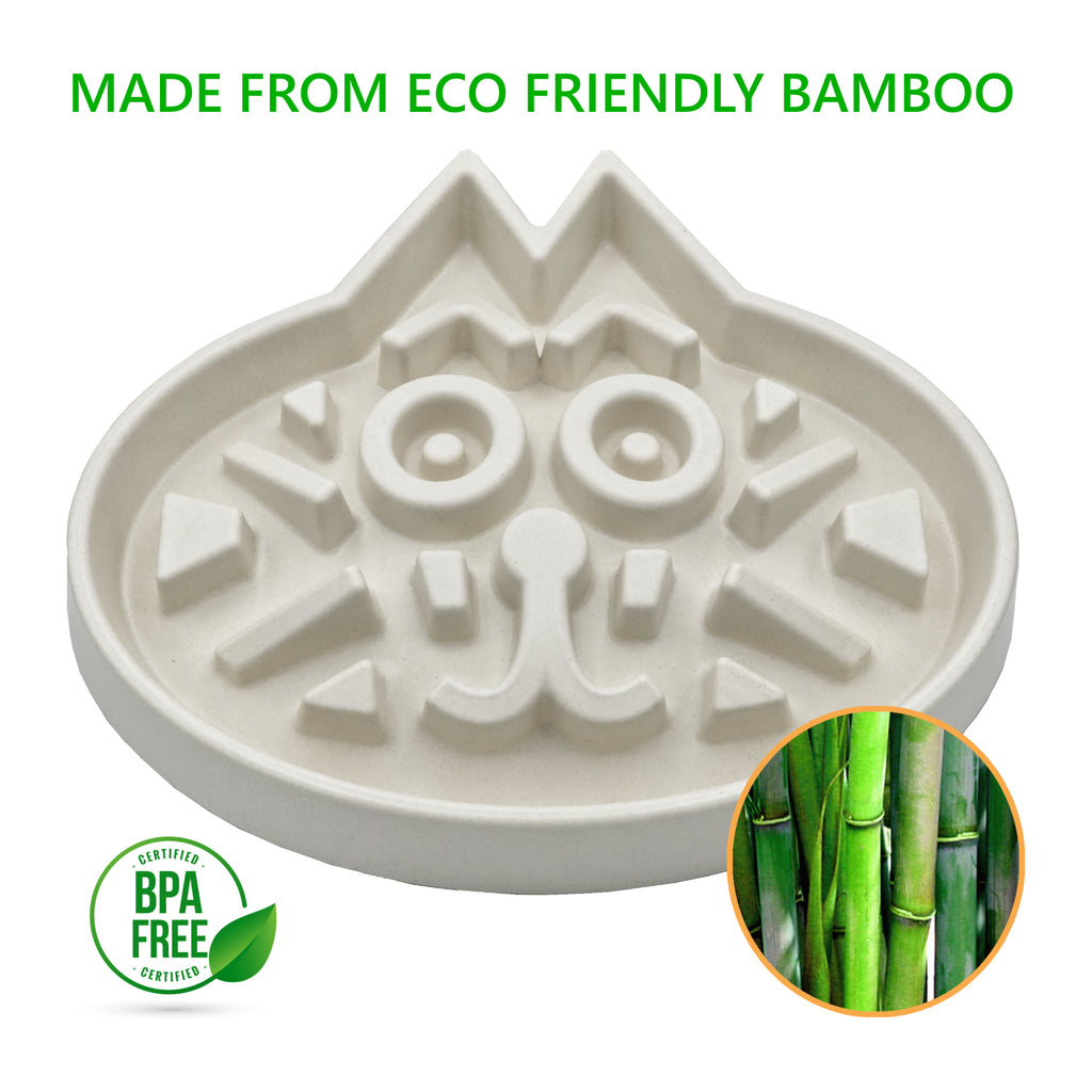 Unique Slow Feed Bowl, Puzzle Feeder For Cats, Puppies, Small Breed Dogs.No Plastic Made From Bamboo
